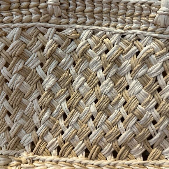 Large Woven Packable Straw Tote Bag – Beige 22 x 11 x 8 Chic Beach Travel Bag - Picture 5 of 10